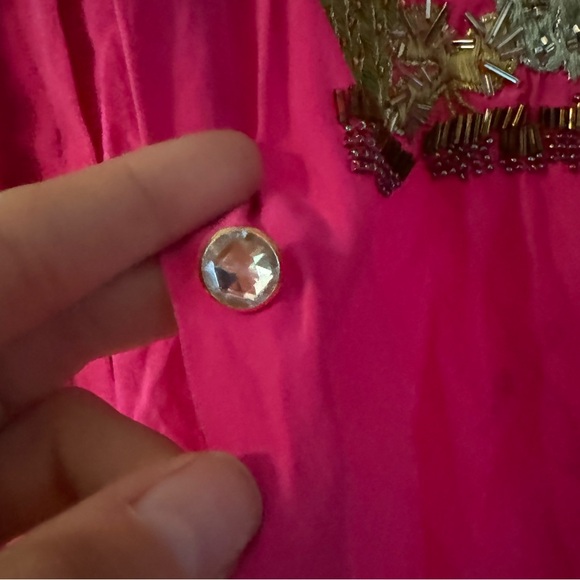 Vintage silk beaded blouse shirt with gemstone buttons. Beautiful! - Picture 11 of 11